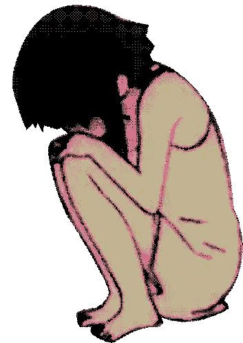 Pixel Art Person Kneeling Head Down Sticker