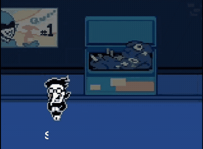 Pixel Art Person Next To Box Saying So No Deltarune GIF