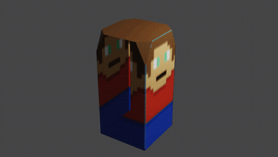 Pixel Art Person Red Shirt Blue Shorts GIF