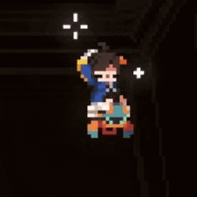 Pixel Art Person Riding Crab GIF