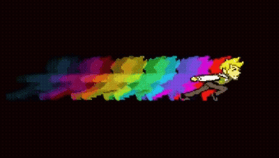 Pixel Art Person Running With Rainbow GIF