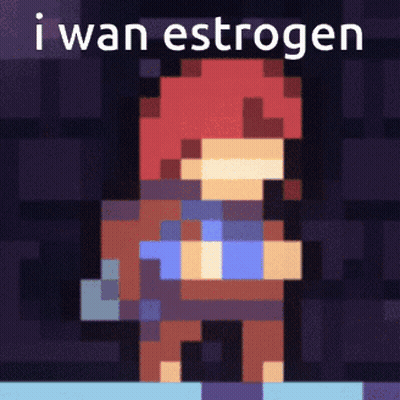 Pixel Art Person Saying I Wan Estrogen GIF
