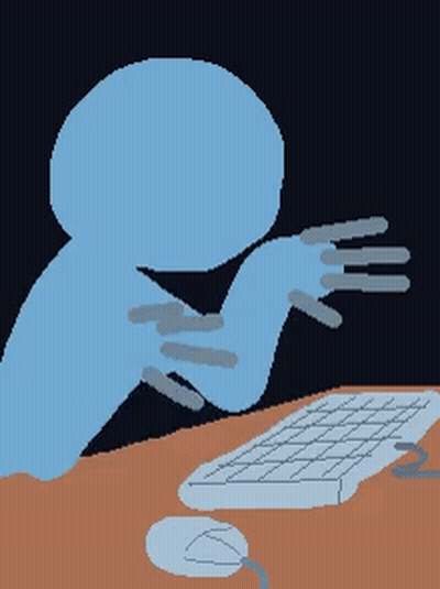 Pixel Art Person Sitting At Keyboard And Mouse GIF