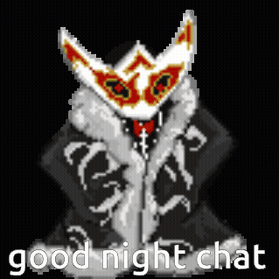 Pixel Art Person Wearing Good Night Chat Mask GIF