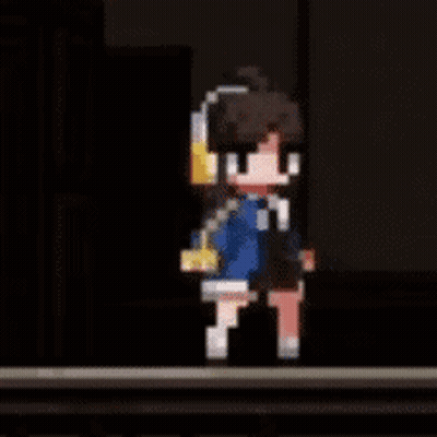 Pixel Art Person Wearing Headphones In Dark Room GIF