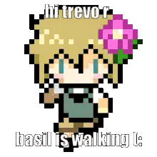 Pixel Art Person With Flower In Hair Sticker