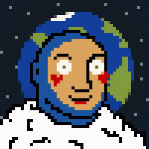 Pixel Art Person With Globe On Head GIF