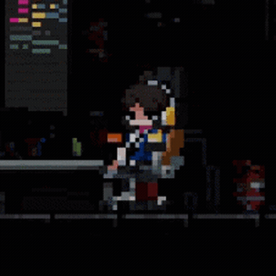 Pixel Art Person With Headphones And Backpack GIF