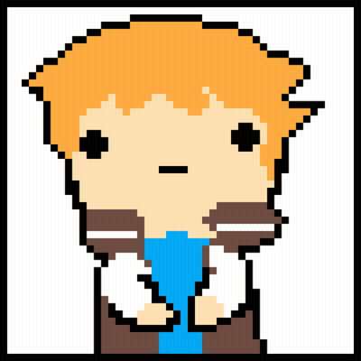 Pixel Art Person With Orange Hair And Blue Tie GIF