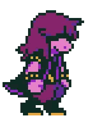 Pixel Art Person With Purple Hair And Black Cape Sticker
