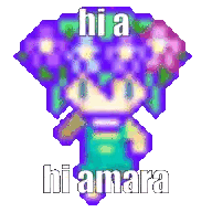 Pixel Art Person With Purple Hair And Flowers Sticker