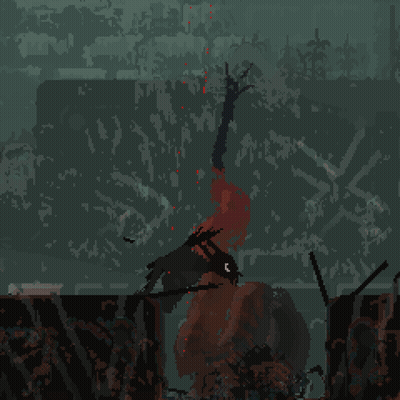 Pixel Art Person With Red Line Between Them GIF