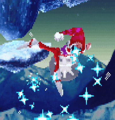 Pixel Art Person With Santa Hat And Gloves GIF