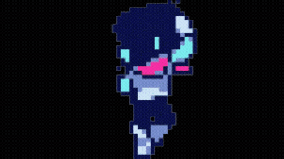 Pixel Art Person With Scarf On Black Background GIF