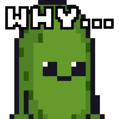 Pixel Art Pickle Saying Why Boo Sticker