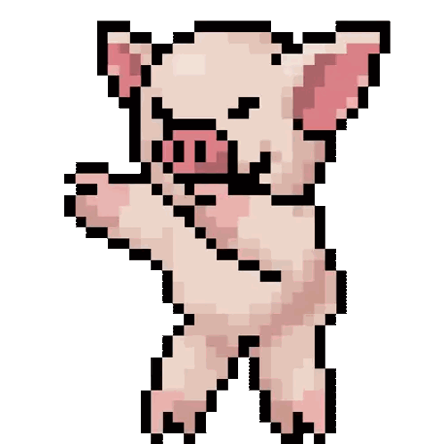 Pixel Art Pig Waving Sticker