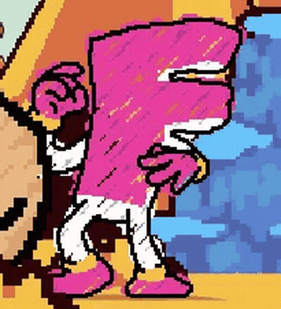 Pixel Art Pink And White Cartoon Character With Glasses GIF