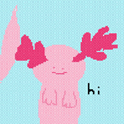 Pixel Art Pink Axolotl Saying Hi GIF