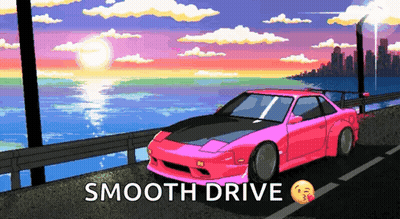 Pixel Art Pink Car Saying Smooth Drive GIF