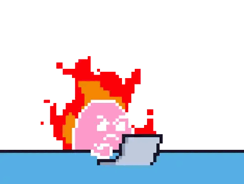 Pixel Art Pink Object With Flame Sticker