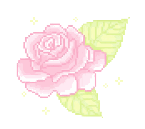 Pixel Art Pink Rose With Green Leaves Sticker
