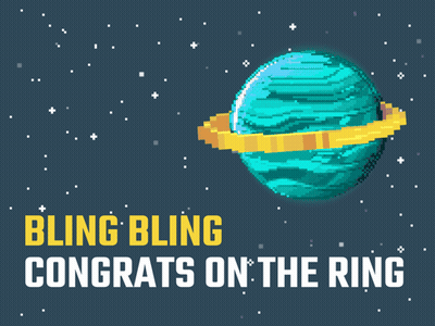 Pixel Art Planet With Bling Bling Congrats On The Ring GIF