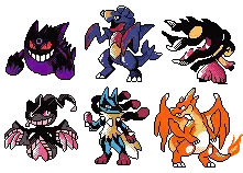 Pixel Art Pokémon Gengar Lucario Charizard Ghost Sticker
