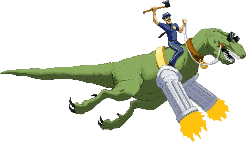Pixel Art Police Riding Dinosaur Sticker