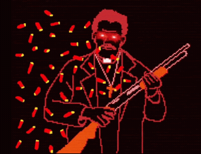 Pixel Art Priest Holding Shotgun GIF