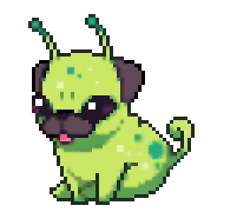 Pixel Art Pug Dog With Crown Sticker
