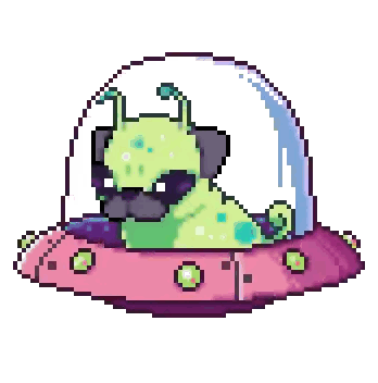 Pixel Art Pug Wearing Headphones Sticker