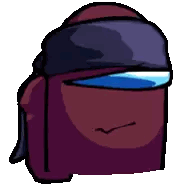 Pixel Art Purple Among Us With Bandana And Sunglasses Sticker