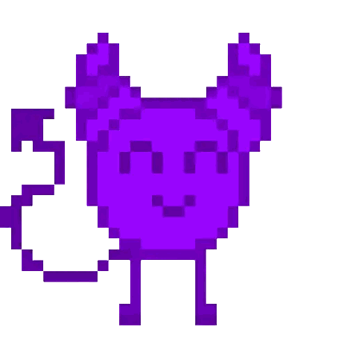 Pixel Art Purple Devil With Horns And Tail Sticker
