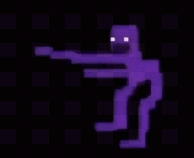 Pixel Art Purple Man Holding Gun GIF
