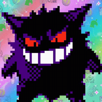 Pixel Art Purple Monster Red Eyes