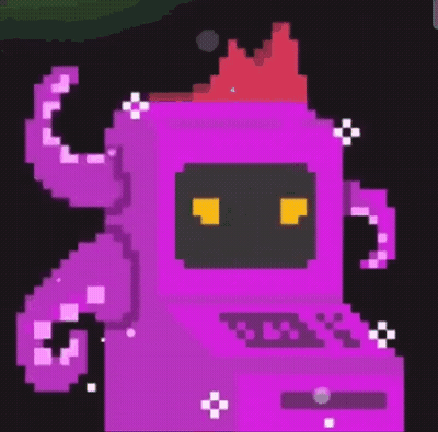 Pixel Art Purple Octopus With Blue Light GIF