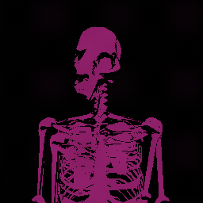 Pixel Art Purple Skeleton With Skull GIF