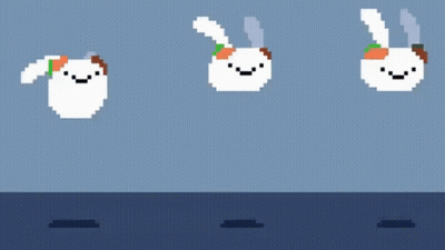 Pixel Art Rabbit With Carrot On Head GIF