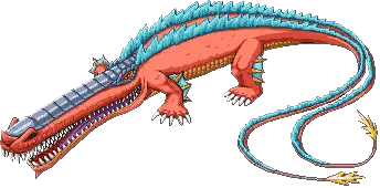 Pixel Art Red And Blue Lizard Sticker