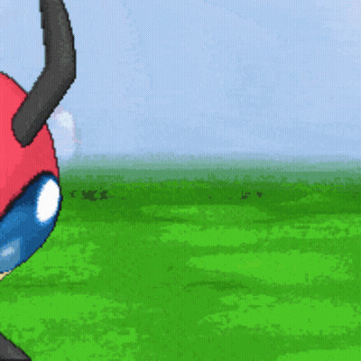 Pixel Art Red And Blue Monster With Horns GIF