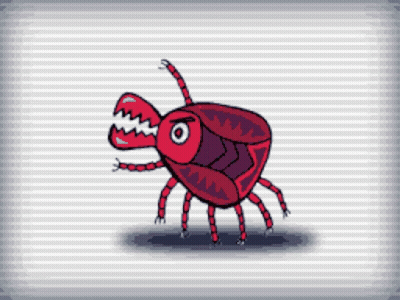 Pixel Art Red Bug With Big Mouth GIF