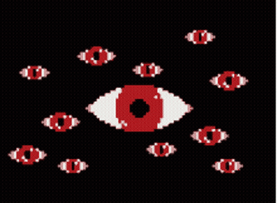 Pixel Art Red Eye Surrounded By Red Eyes GIF
