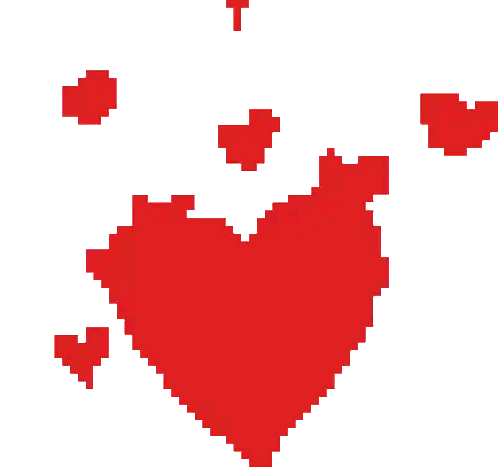 Pixel Art Red Heart Surrounded By Smaller Hearts Sticker