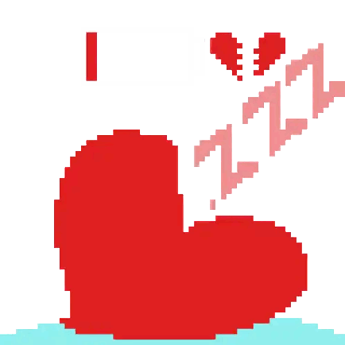 Pixel Art Red Heart With Broken Heart Sticker