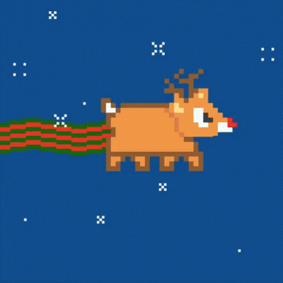 Pixel Art Reindeer Flying GIF