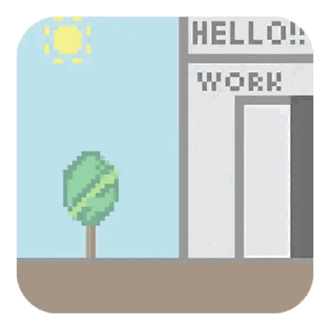 Pixel Art Robot Building Hello Work On It Sticker