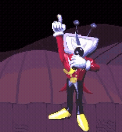 Pixel Art Robot Holding Gun And Microphone GIF