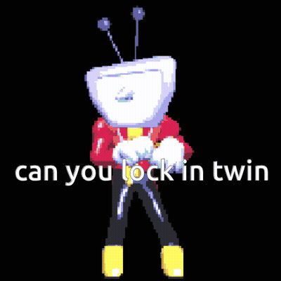 Pixel Art Robot Saying Can You Lock In Twin GIF