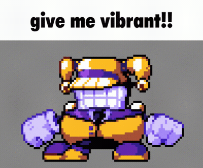 Pixel Art Robot Saying Give Me Vibrant GIF