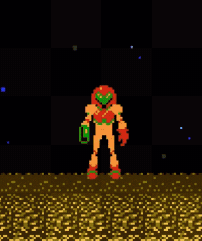 Pixel Art Robot Standing On A Field GIF